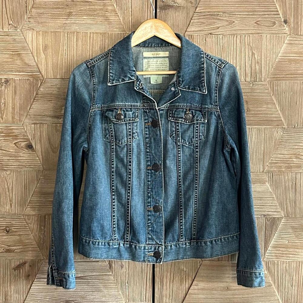 Vintage Old Navy Womens Blue Denim Maternity Jacket Size S Streetwear Casual